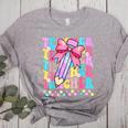 Groovy Teacher Cute Coquette Bow Flower Retro Back To School Women's Heather T-Shirt Athletic Heather Groovy Teacher Cute Coquette Bow Flower Retro Back To School Women's Heather T-Shirt Athletic Heather