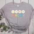 Groovy Teacher Cute Daisy Flower Retro Back To School Women's Heather T-Shirt Athletic Heather Groovy Teacher Cute Daisy Flower Retro Back To School Women's Heather T-Shirt Athletic Heather