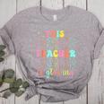 Groovy This Teacher Is Glowing Hello Summer End Of School Women's Heather T-Shirt Athletic Heather