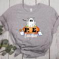 Halloween PE Teacher Ghosts Pumpkins Sports Lover Women's Heather T-Shirt Athletic Heather Halloween PE Teacher Ghosts Pumpkins Sports Lover Women's Heather T-Shirt Athletic Heather
