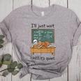 Halloween Teacher I'Ll Just Wait Until It's Quiet Women's Heather T-Shirt Athletic Heather Halloween Teacher I'Ll Just Wait Until It's Quiet Women's Heather T-Shirt Athletic Heather