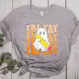 Happy Fri-Yay Friday Lovers Groovy Teacher Life Halloween Women's Heather T-Shirt Athletic Heather