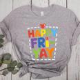 Happy Fri-Yay Teacher Life Weekend Pun Happy Friday Women's Heather T-Shirt Athletic Heather
