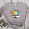 Happy Friyay Teacher School Friday Weekend Vibes Women's Heather T-Shirt Athletic Heather Happy Friyay Teacher School Friday Weekend Vibes Women's Heather T-Shirt Athletic Heather