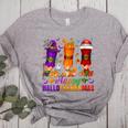 Happy Hallothanksmas Halloween Thanksgiving Pencils Teachers Women's Heather T-Shirt Athletic Heather