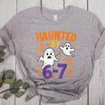 Haunted 67 Ghost Math Teacher Halloween Costume Math Pun Women's Heather T-Shirt Athletic Heather