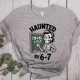 Haunted 67 Skeleton Math Teacher Halloween Costume Math Pun Women's Heather T-Shirt Athletic Heather