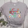 Hello Pre-K Pencil Teacher Student Tie Dye Women's Heather T-Shirt Athletic Heather