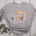It's A Beautiful Day To Learn Cute Rainbow Boho Teacher Women's Heather T-Shirt Athletic Heather