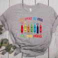 Its Okay To Feel All The Feels Mood Color Crayons Teacher Women's Heather T-Shirt Athletic Heather