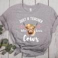 Just A Teacher Who Loves Cows Shirt Cute Highland Cow Women's Heather T-Shirt Athletic Heather