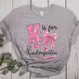 K Is For Kindergarten Teacher Coquette Bow Back To School Women's Heather T-Shirt Athletic Heather