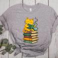Kawaii Cats Lover Coffee Books Teacher Librarian Cat Women's Heather T-Shirt Athletic Heather
