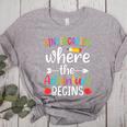 Kindergarten Where The Adventure Begins Shirt Children's Teacher Women's Heather T-Shirt Athletic Heather Kindergarten Where The Adventure Begins Shirt Children's Teacher Women's Heather T-Shirt Athletic Heather