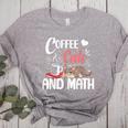I Love Math Cats And Coffee Heart Mathematics Teacher Women's Heather T-Shirt Athletic Heather