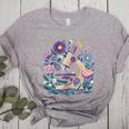 Microscope Flower Butterfly Biology Science Teacher Student Women's Heather T-Shirt Athletic Heather