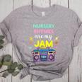 Nursery Rhymes Are My Jam 80s Retro Teachers & Students Kids Women's Heather T-Shirt Athletic Heather Nursery Rhymes Are My Jam 80s Retro Teachers & Students Kids Women's Heather T-Shirt Athletic Heather
