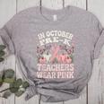In October Pre-K Teachers Wear Pink Ribbon Breast Cancer Women's Heather T-Shirt Athletic Heather