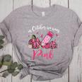 In October We Wear Pink Apple Teacher Daisy Breast Cancer Women's Heather T-Shirt Athletic Heather
