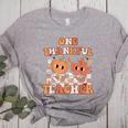 One Thankful Teacher Fall Leaves Thanksgiving Retro Women's Heather T-Shirt Athletic Heather