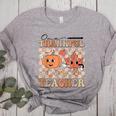 One Thankful Teacher Thanksgiving Groovy Fall Autumn Teacher Women's Heather T-Shirt Athletic Heather One Thankful Teacher Thanksgiving Groovy Fall Autumn Teacher Women's Heather T-Shirt Athletic Heather