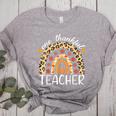 One Thankful Teacher Thanksgiving Rainbow Leopard Fall Women's Heather T-Shirt Athletic Heather One Thankful Teacher Thanksgiving Rainbow Leopard Fall Women's Heather T-Shirt Athletic Heather