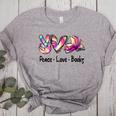 Peace Love Books Librarian Teacher Life Book Library Tie Dye Women's Heather T-Shirt Athletic Heather Peace Love Books Librarian Teacher Life Book Library Tie Dye Women's Heather T-Shirt Athletic Heather