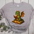 Reading Dragon Shirt For Bookish Teacher Librarian Bookworm Women's Heather T-Shirt Athletic Heather Reading Dragon Shirt For Bookish Teacher Librarian Bookworm Women's Heather T-Shirt Athletic Heather