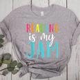Reading Is My Jam Back To School Teacher Women's Heather T-Shirt Athletic Heather Reading Is My Jam Back To School Teacher Women's Heather T-Shirt Athletic Heather