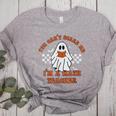 Retro You Can't Scare Me I'm A Math Teacher Cute Ghost Women Women's Heather T-Shirt Athletic Heather