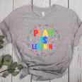 Retro Play Is Learning Teacher Back To School Women's Heather T-Shirt Athletic Heather