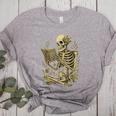 Skeleton Book Floral Skull Halloween Teacher Costume Women's Heather T-Shirt Athletic Heather Skeleton Book Floral Skull Halloween Teacher Costume Women's Heather T-Shirt Athletic Heather