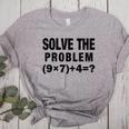 Solve The Problem 9×74 Math Teacher Women's Heather T-Shirt Athletic Heather