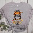 STEM Teacher Messy Bun Fall Vibes Autumn Thanksgiving Men Women Women's Heather T-Shirt Athletic Heather