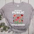 Support Public Education Cute Floral Teacher Red For Ed Women's Heather T-Shirt Athletic Heather