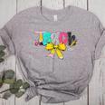 Teach Coquette Bow Teacher Back To School Happy First Day Women's Heather T-Shirt Athletic Heather