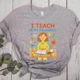 I Teach In My Pajamas Crayon Home School Teacher PJs Women's Heather T-Shirt Athletic Heather
