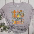 I Teach Tiny Humans About Jesus Christian Teacher Religious Women's Heather T-Shirt Athletic Heather I Teach Tiny Humans About Jesus Christian Teacher Religious Women's Heather T-Shirt Athletic Heather
