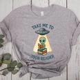 Teacher Alien Books UFO Reading Take Me To Your Reader Women's Heather T-Shirt Athletic Heather Teacher Alien Books UFO Reading Take Me To Your Reader Women's Heather T-Shirt Athletic Heather