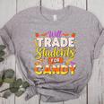 Teacher Cute Will Trade Students For Candy Halloween Costume Women's Heather T-Shirt Athletic Heather