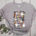 Teacher Library Ghost Reading Book Halloween Cat Women's Heather T-Shirt Athletic Heather Teacher Library Ghost Reading Book Halloween Cat Women's Heather T-Shirt Athletic Heather