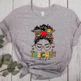 Teacher Life Messy Bun Glasses Leopard Sunflower Women's Heather T-Shirt Athletic Heather Teacher Life Messy Bun Glasses Leopard Sunflower Women's Heather T-Shirt Athletic Heather