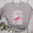 This Teacher Loves Her Flock Flamingo Teacher Class Women's Heather T-Shirt Athletic Heather