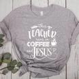 This Teacher Runs On Coffee And Jesus T Shirt Christian Tees Women's Heather T-Shirt Athletic Heather