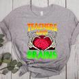 Teacher Teachers Love Brains Skeleton Hand Heart Halloween Women's Heather T-Shirt Athletic Heather
