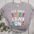 Teacher's Get Your Cray On Dabbing Crayons Women's Heather T-Shirt Athletic Heather Teacher's Get Your Cray On Dabbing Crayons Women's Heather T-Shirt Athletic Heather