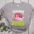 Teachers Love Brains Skeleton Halloween Teacher Funny Women's Heather T-Shirt Athletic Heather Teachers Love Brains Skeleton Halloween Teacher Funny Women's Heather T-Shirt Athletic Heather