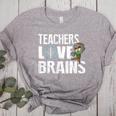 Teachers Love Brains Zombie Halloween Hilarious Women's Heather T-Shirt Athletic Heather