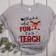Teachers Oh What Fun It Is To Teach Cute Red Plaid Reindeer Women's Heather T-Shirt Athletic Heather