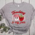 Teaching Is My Jam Cute Strawberry For Women Teachers Women's Heather T-Shirt Athletic Heather